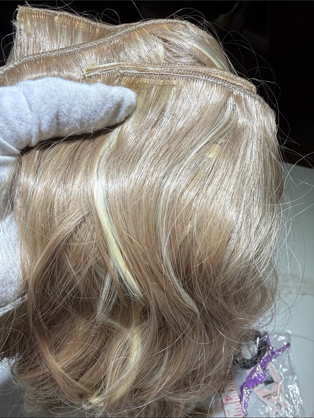 HAIR, Blonde Highlighted Wavy Clip-In Hair Extension, 20” long, 4 Pieces